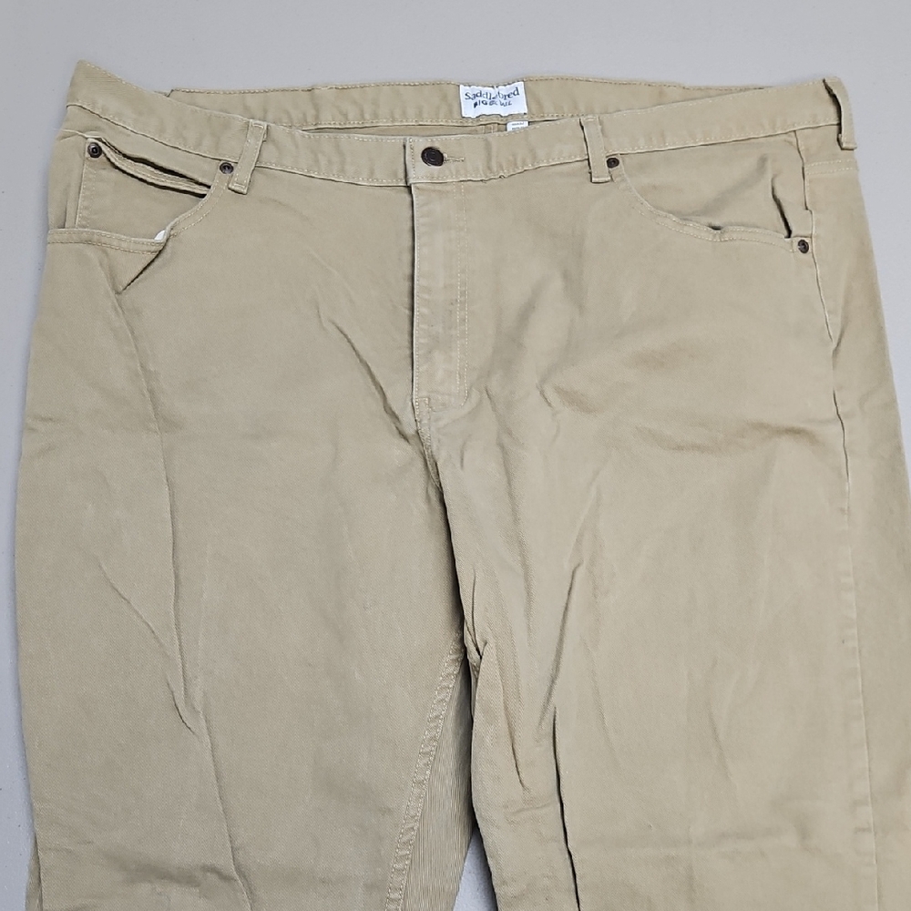 Mens Saddlebred Tan Chinos Classic Straight-Leg 46W 32L